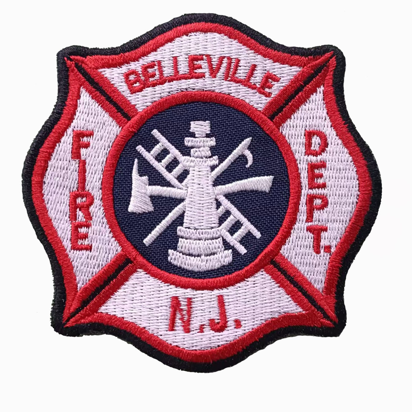 Belleville Fire Department Maltese Cross, Embroidered Patch 3.5" x 3.5" (5 Pack)