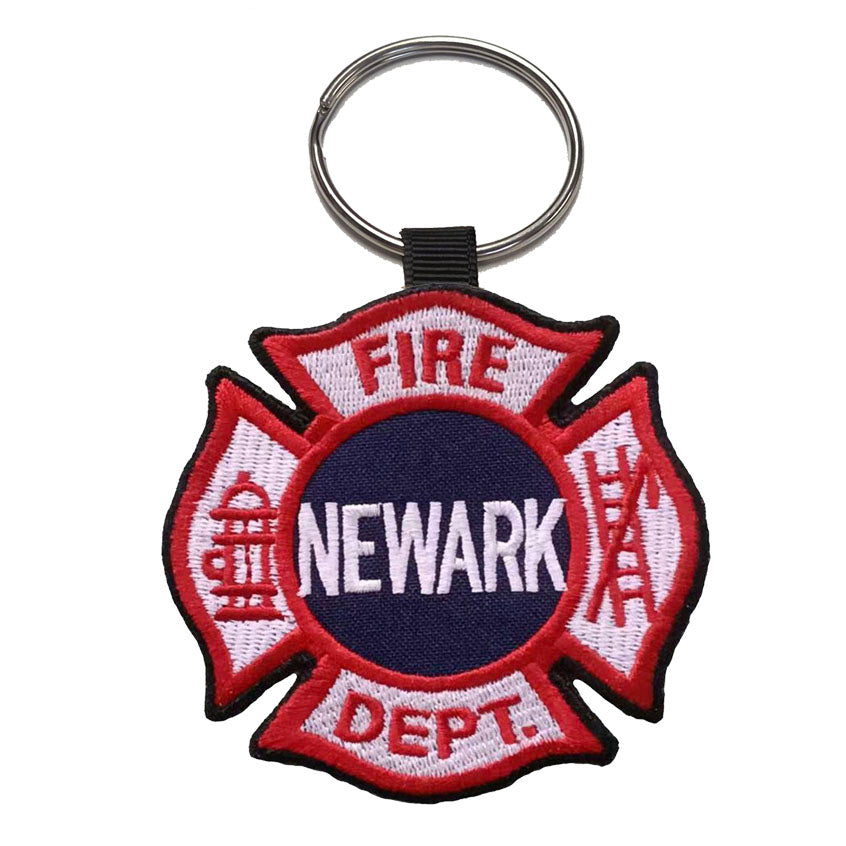 Newark Fire Department Maltese Cross, Embroidered Patch 2.5" x 2.5" Key Chains (2-Pack)
