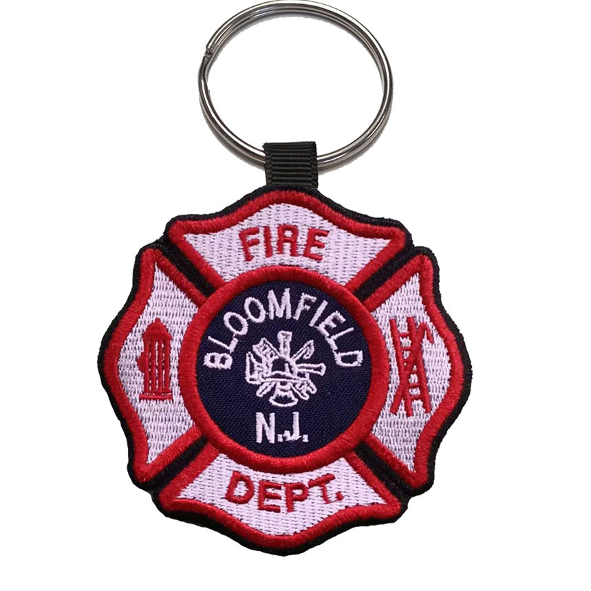 Bloomfield Fire Department Maltese Cross, Embroidered 2.5" x 2.5" Key Chains (2-Pack)