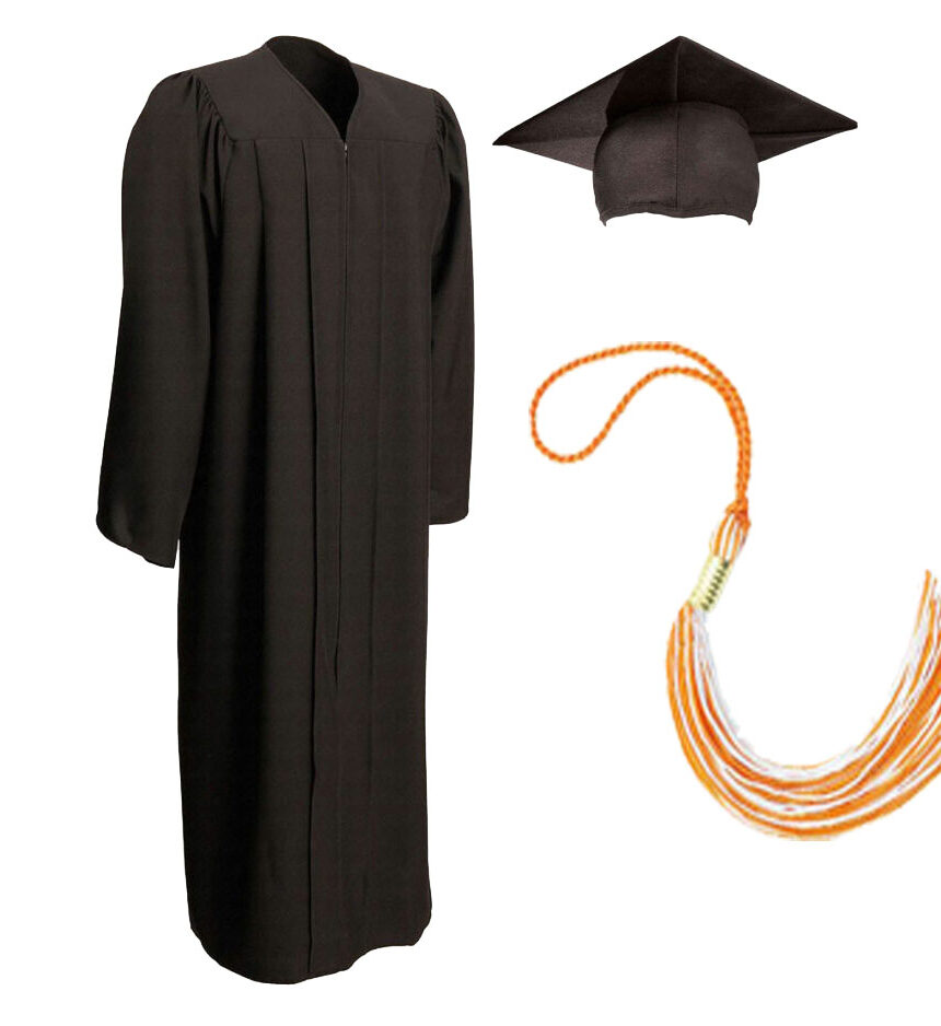 Class Act Graduation Adult Unisex Matte Graduation Cap and Gown with Tassel  and Gold Charm, 6'0